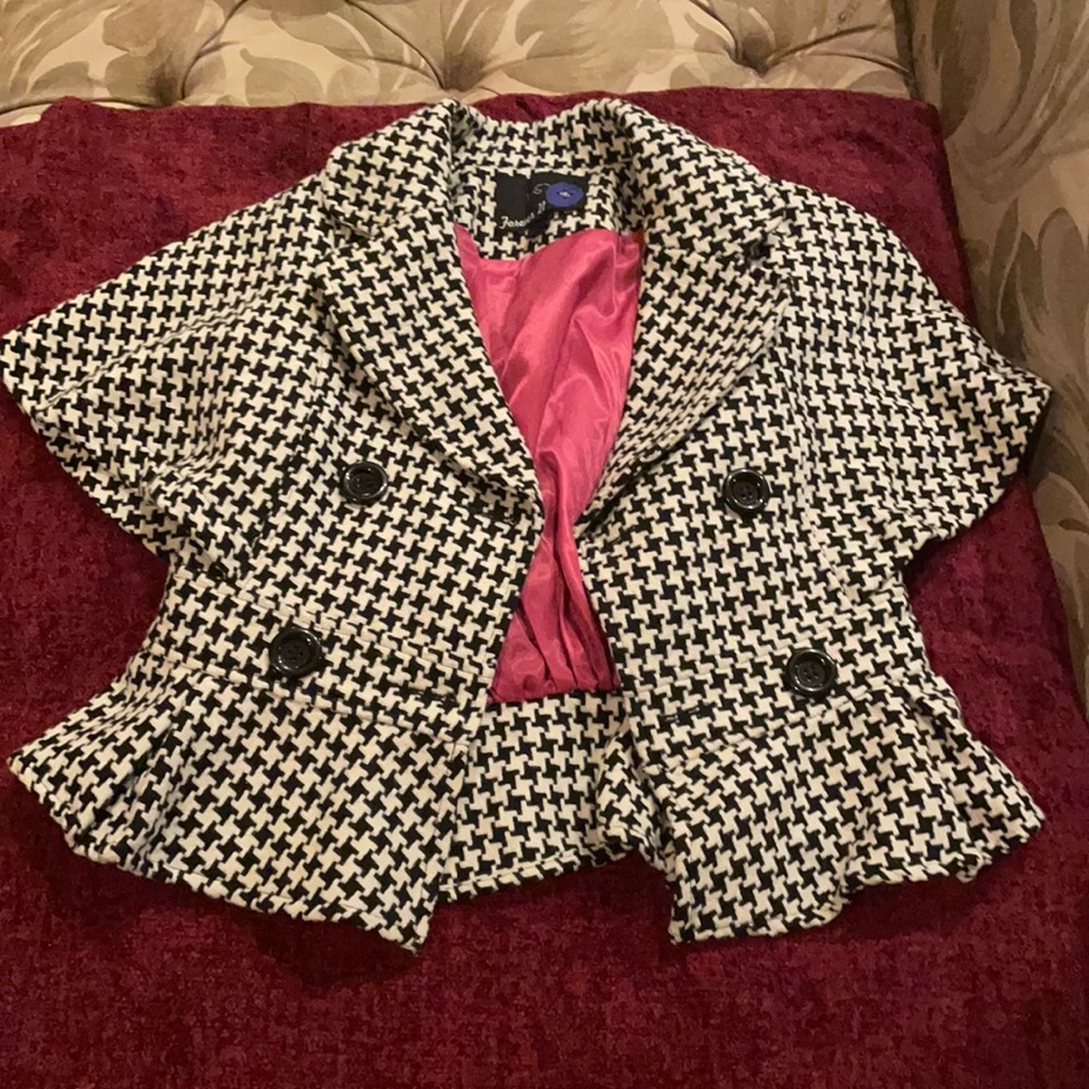 Houndstooth short-sleeve jacket
